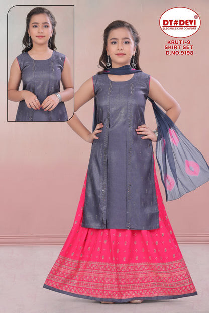 Kruti 9 Dn 9198 Dt Devi Khadi Girls Readymade Skirt Style Suits Exporter Gujarat