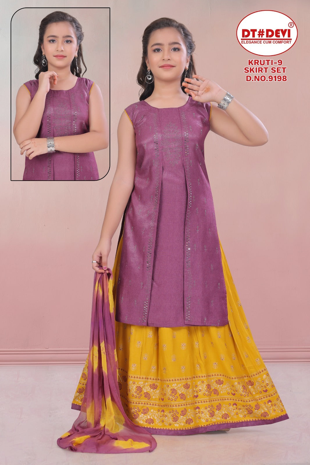 Kruti 9 Dn 9198 Dt Devi Khadi Girls Readymade Skirt Style Suits Exporter Gujarat