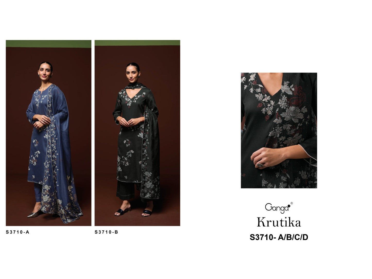 Krutika 3710 Ganga Premium Cotton Pant Style Suits Wholesale Price
