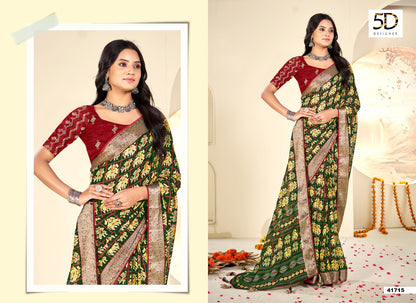 Krutika 5D Designer Moss Sarees Manufacturer India
