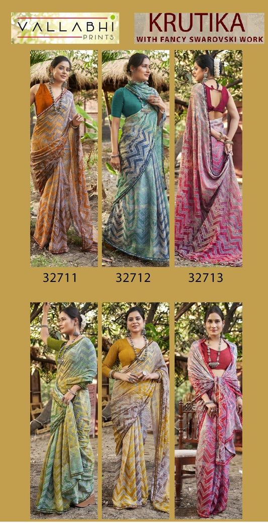 Krutika Vallabhi Prints Moss Sarees Exporter Gujarat