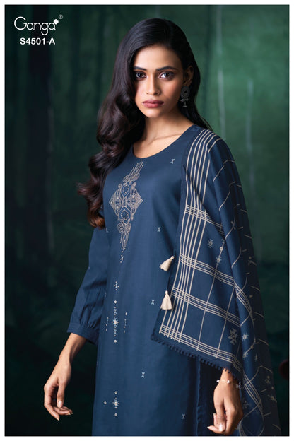 Kruzie 4501 Ganga Premium Cotton Plazzo Style Suits Exporter India