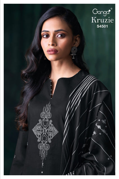 Kruzie 4501 Ganga Premium Cotton Plazzo Style Suits Exporter India