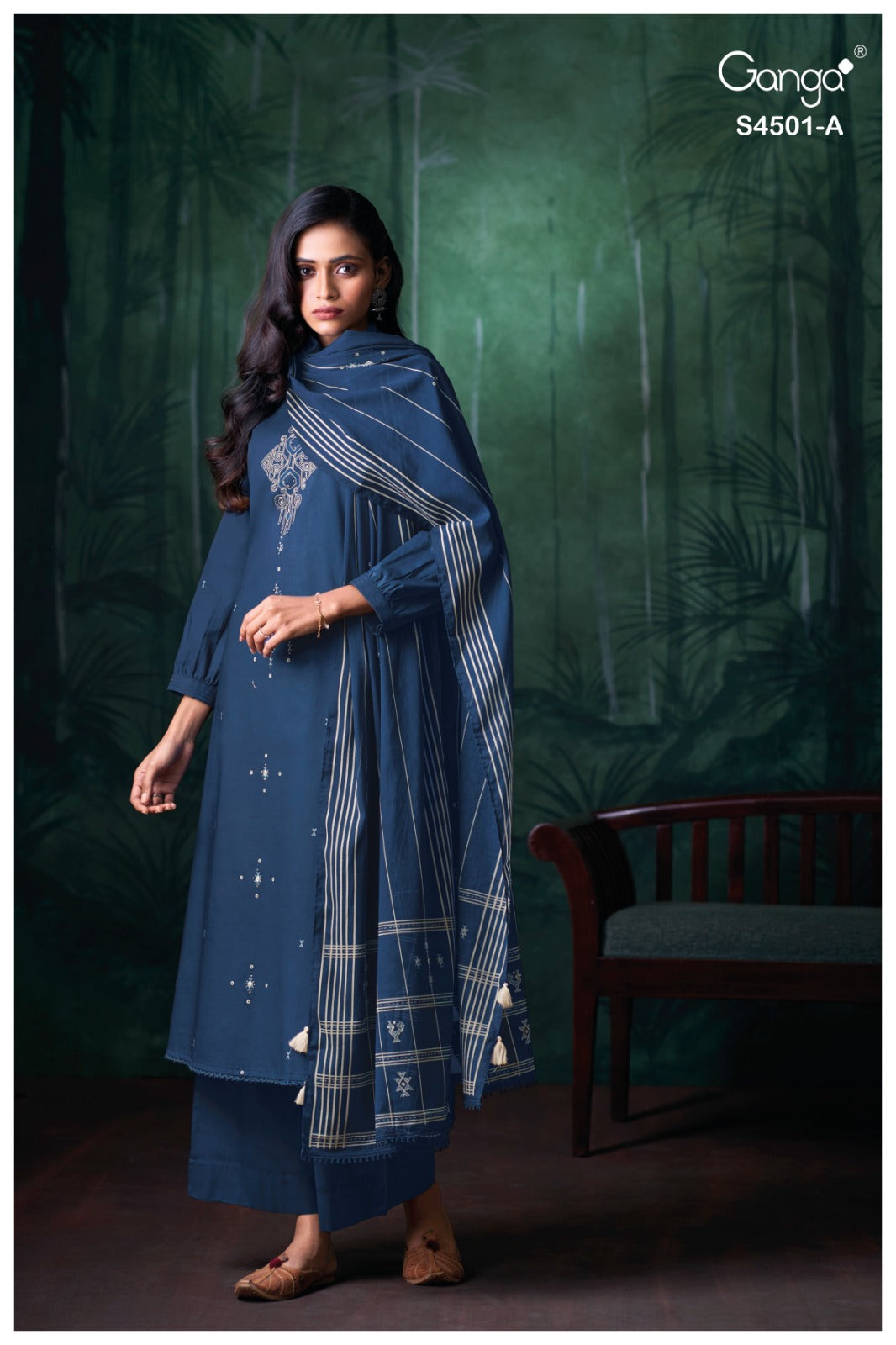 Kruzie 4501 Ganga Premium Cotton Plazzo Style Suits Exporter India