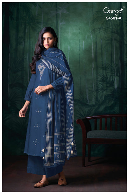 Kruzie 4501 Ganga Premium Cotton Plazzo Style Suits Exporter India