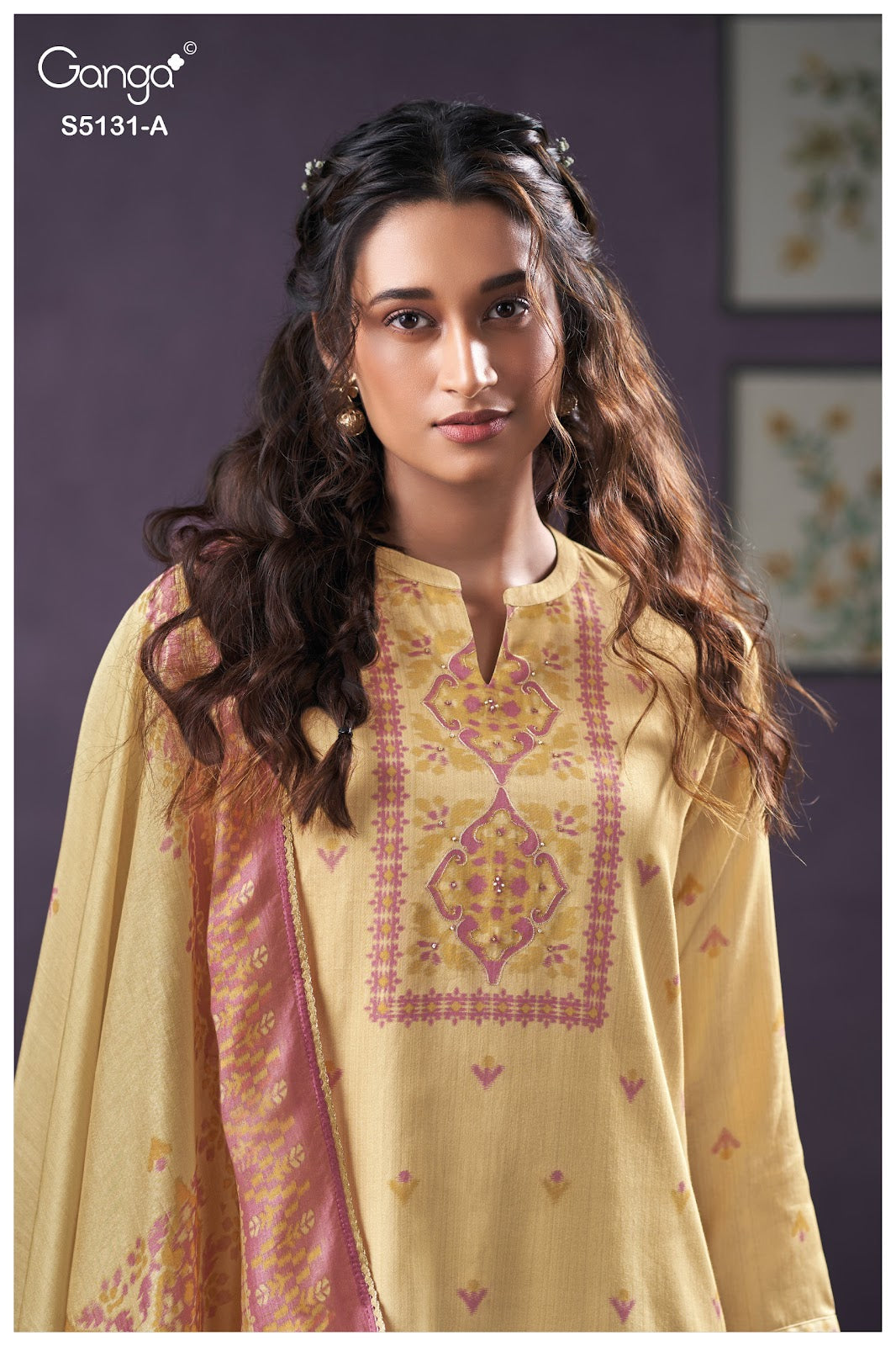 Krysten S5131 Ganga Cotton Satin Plazzo Style Suits Exporter India