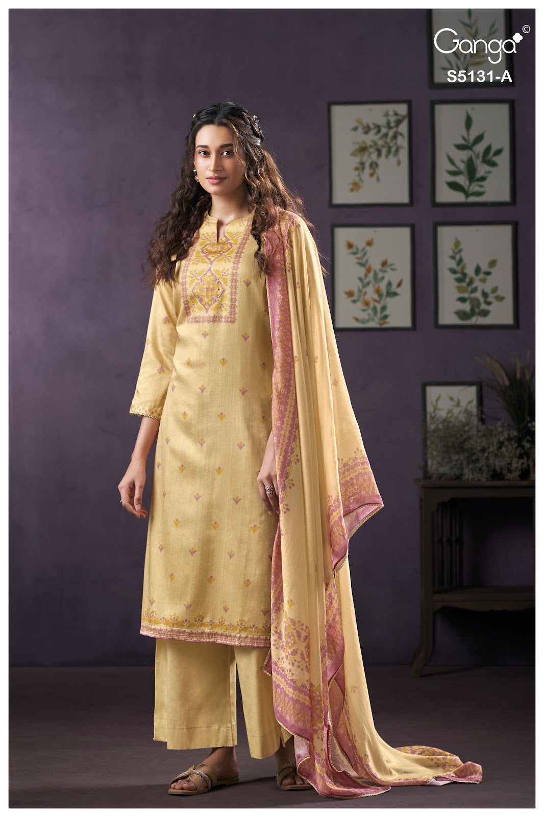Krysten S5131 Ganga Cotton Satin Plazzo Style Suits Exporter India