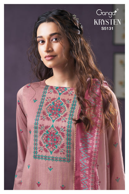 Krysten S5131 Ganga Cotton Satin Plazzo Style Suits Exporter India