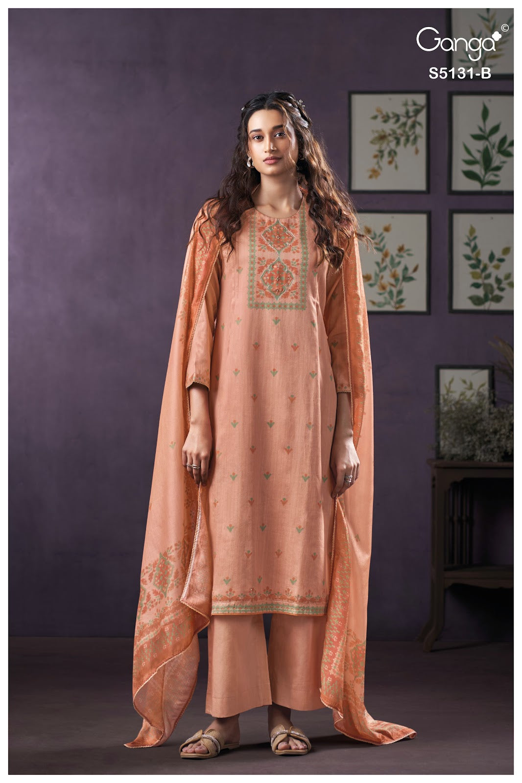 Krysten S5131 Ganga Cotton Satin Plazzo Style Suits Exporter India