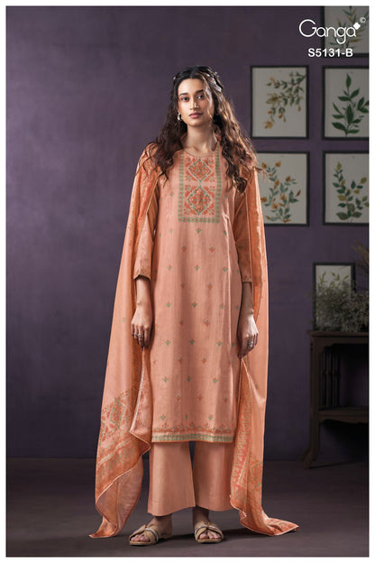 Krysten S5131 Ganga Cotton Satin Plazzo Style Suits Exporter India