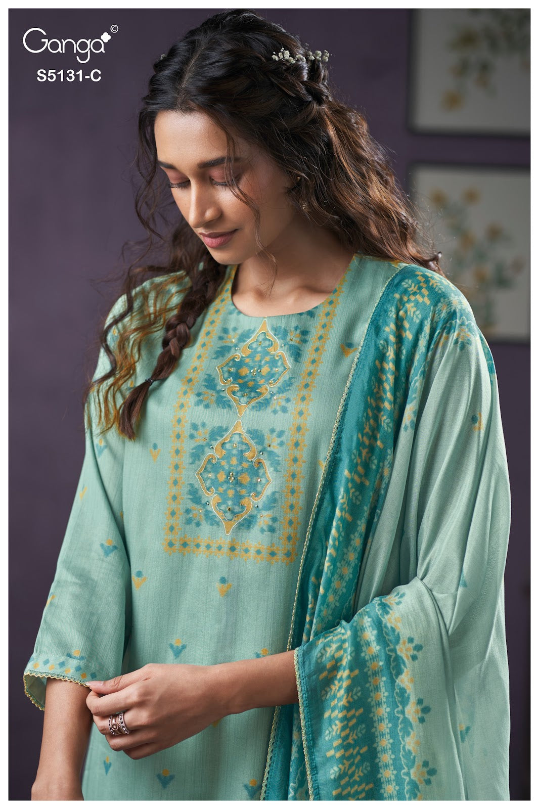 Krysten S5131 Ganga Cotton Satin Plazzo Style Suits Exporter India