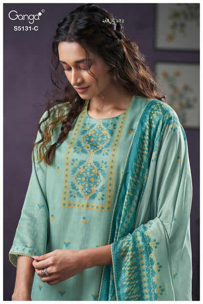 Krysten S5131 Ganga Cotton Satin Plazzo Style Suits Exporter India