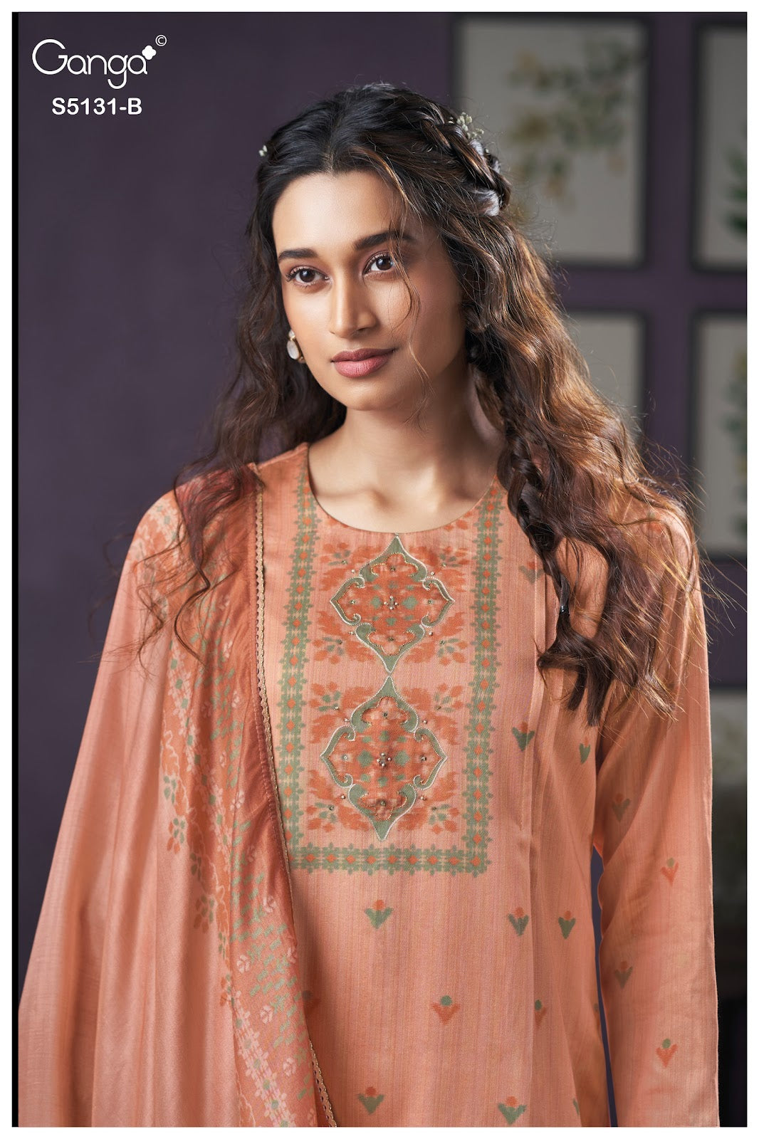 Krysten S5131 Ganga Cotton Satin Plazzo Style Suits Exporter India