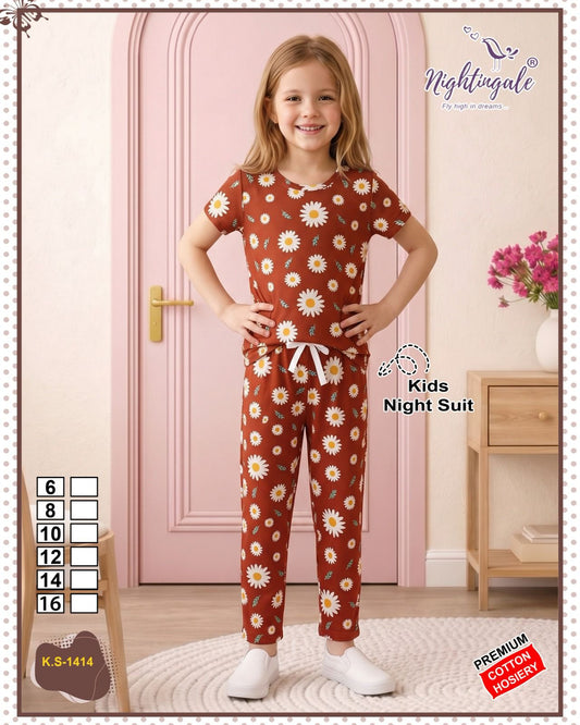 Ks 1414 Nightingale Hosiery Girls Night Suits Supplier Gujarat