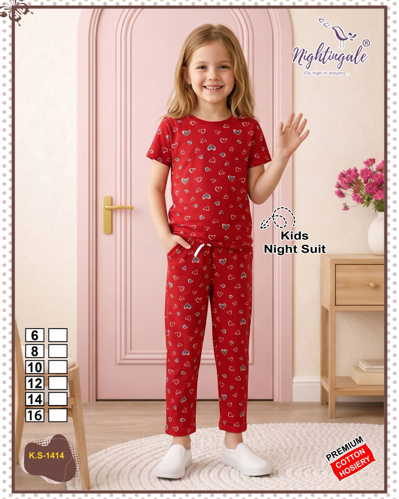 Ks 1414 Nightingale Hosiery Girls Night Suits Supplier Gujarat