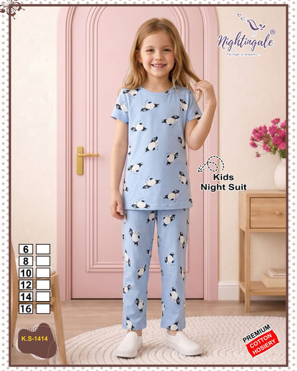 Ks 1414 Nightingale Hosiery Girls Night Suits Supplier Gujarat