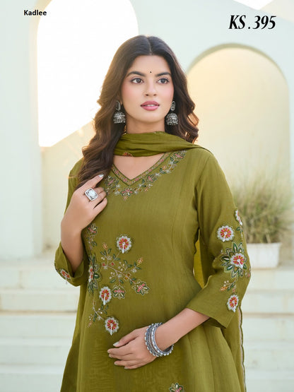 Ks 394-395-396 Kadlee Coral Silk Readymade Anarkali Suits Wholesale