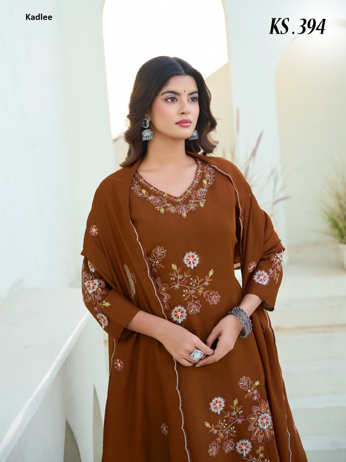 Ks 394-395-396 Kadlee Coral Silk Readymade Anarkali Suits Wholesale