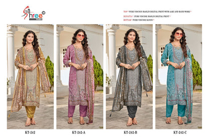 Kt-242 Shree Fabs Muslin Karachi Salwar Suits Supplier Ahmedabad