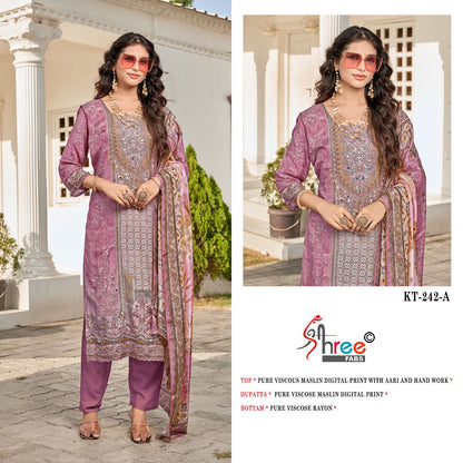 Kt-242 Shree Fabs Muslin Karachi Salwar Suits Supplier Ahmedabad