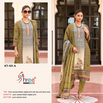 Kt 101 Shree Fabs Viscose Muslin Karachi Salwar Suits Wholesaler India
