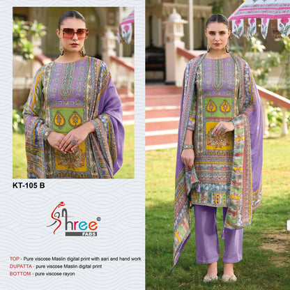 Kt 105 Shree Fabs Muslin Pakistani Salwar Suits Wholesaler Gujarat