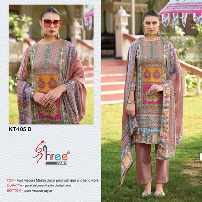 Kt 105 Shree Fabs Muslin Pakistani Salwar Suits Wholesaler Gujarat