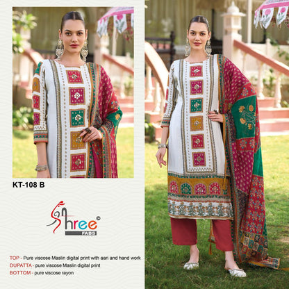Kt 108 Shree Fabs Viscose Muslin Karachi Salwar Suits Wholesaler