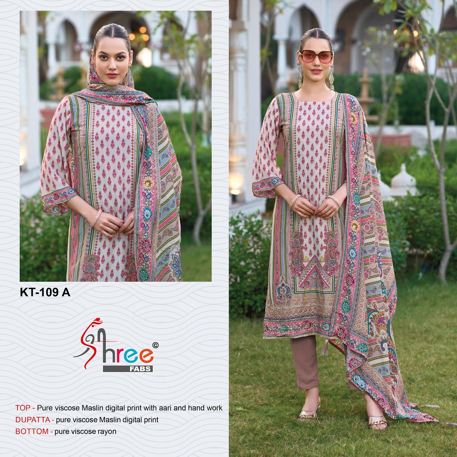Kt 109 Ab Shree Fabs Viscose Muslin Karachi Salwar Suits Exporter Ahmedabad