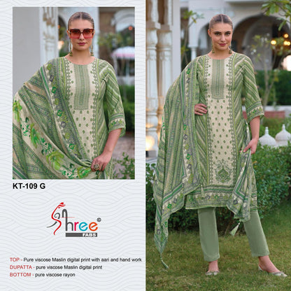 Kt 109 Efgh Shree Fabs Viscose Muslin Karachi Salwar Suits Manufacturer