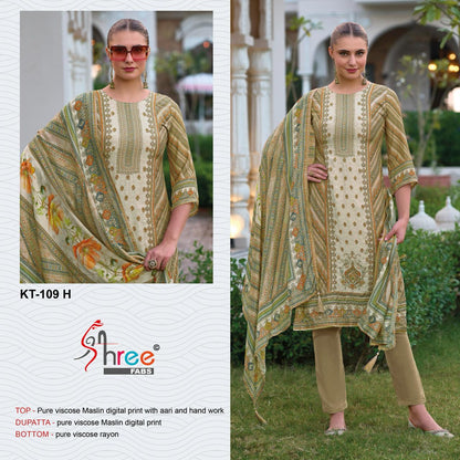 Kt 109 Efgh Shree Fabs Viscose Muslin Karachi Salwar Suits Manufacturer