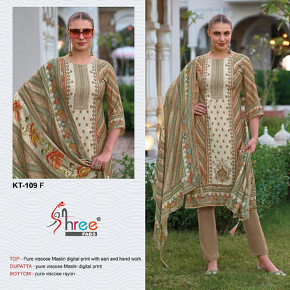 Kt 109 Efgh Shree Fabs Viscose Muslin Karachi Salwar Suits Manufacturer