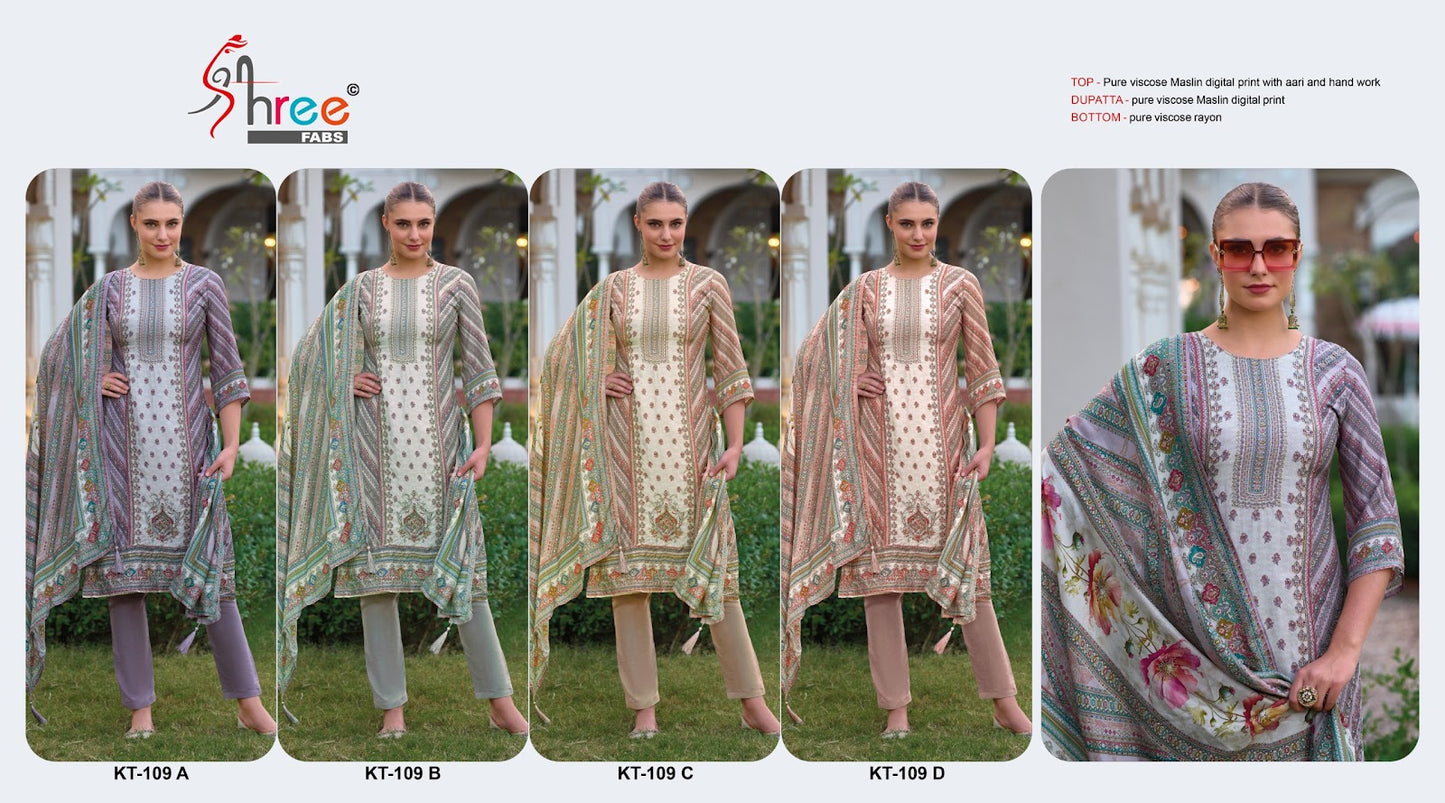Kt 109 Shree Fabs Viscose Muslin Pakistani Salwar Suits Wholesale Price