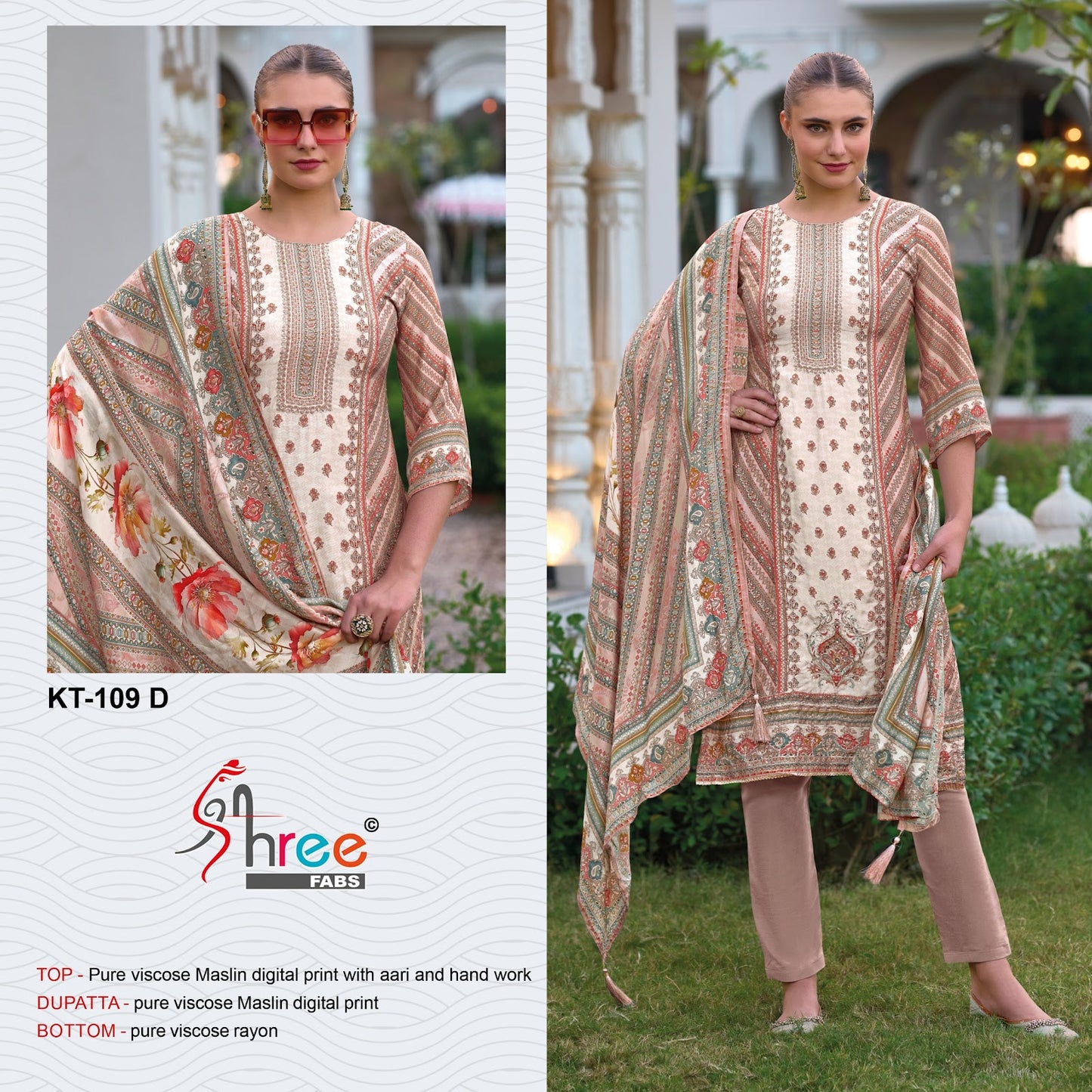 Kt 109 Shree Fabs Viscose Muslin Pakistani Salwar Suits Wholesale Price