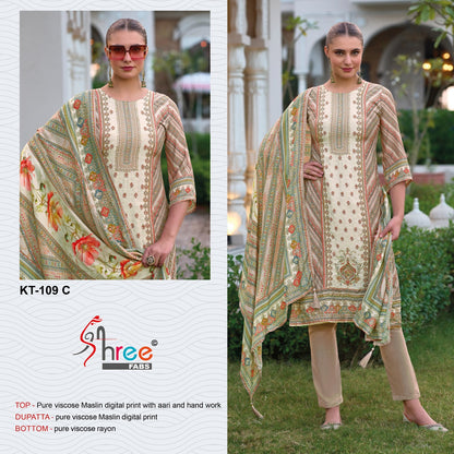 Kt 109 Shree Fabs Viscose Muslin Pakistani Salwar Suits Wholesale Price