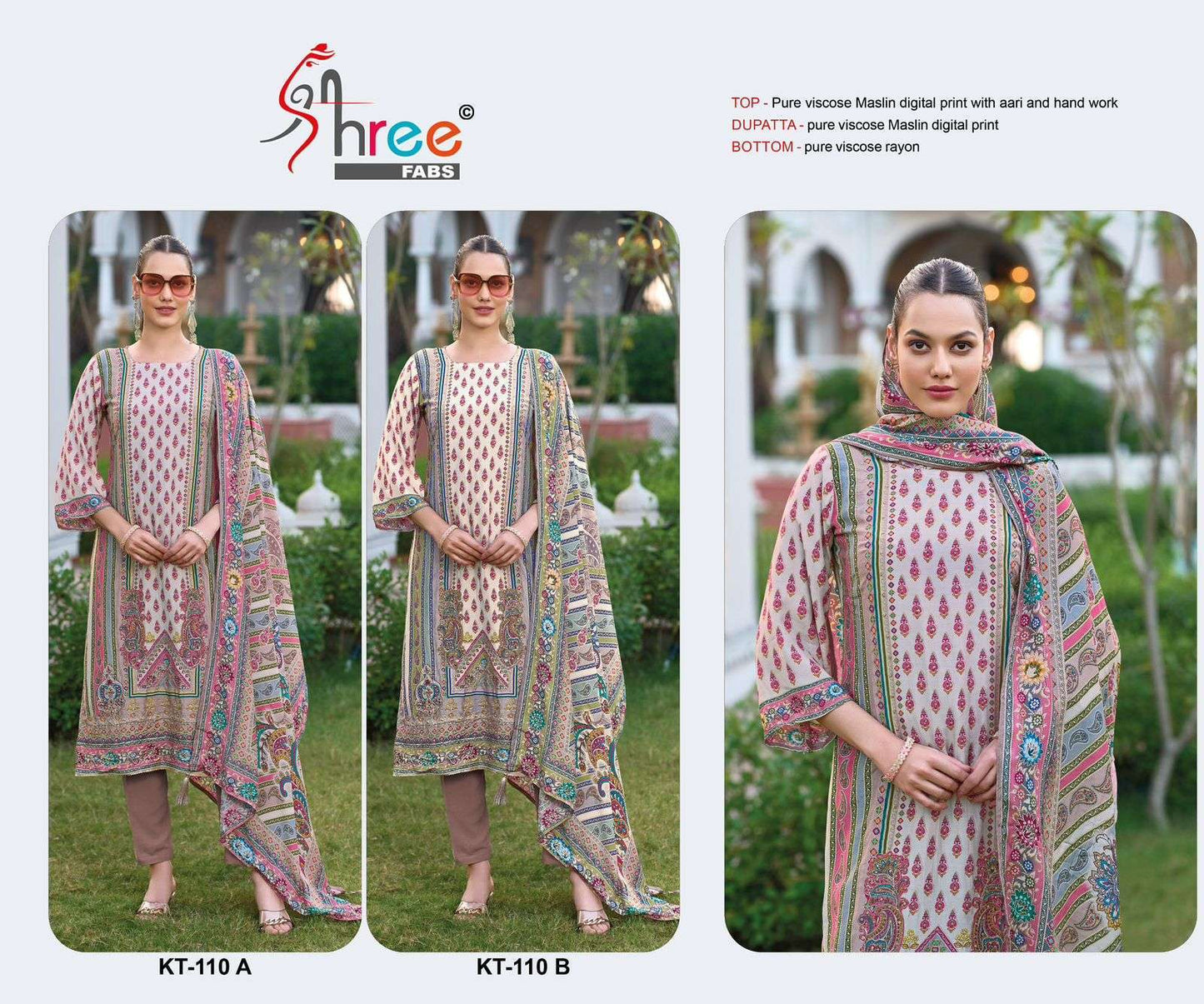 Kt 110 Shree Fabs Viscose Muslin Karachi Salwar Suits Supplier Ahmedabad
