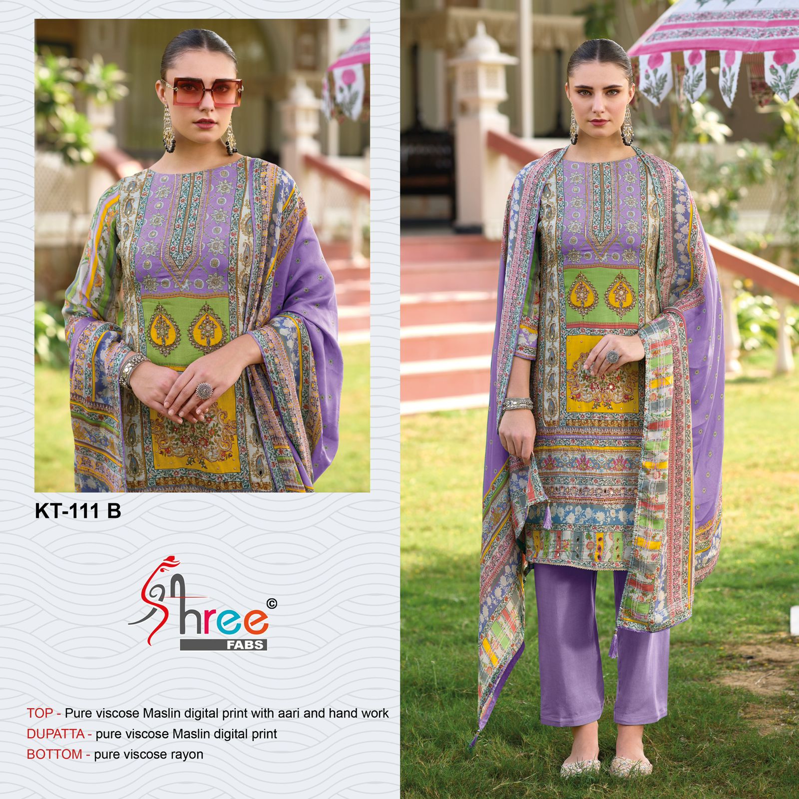 Kt 111 Shree Fabs Viscose Muslin Karachi Salwar Suits Exporter Ahmedabad