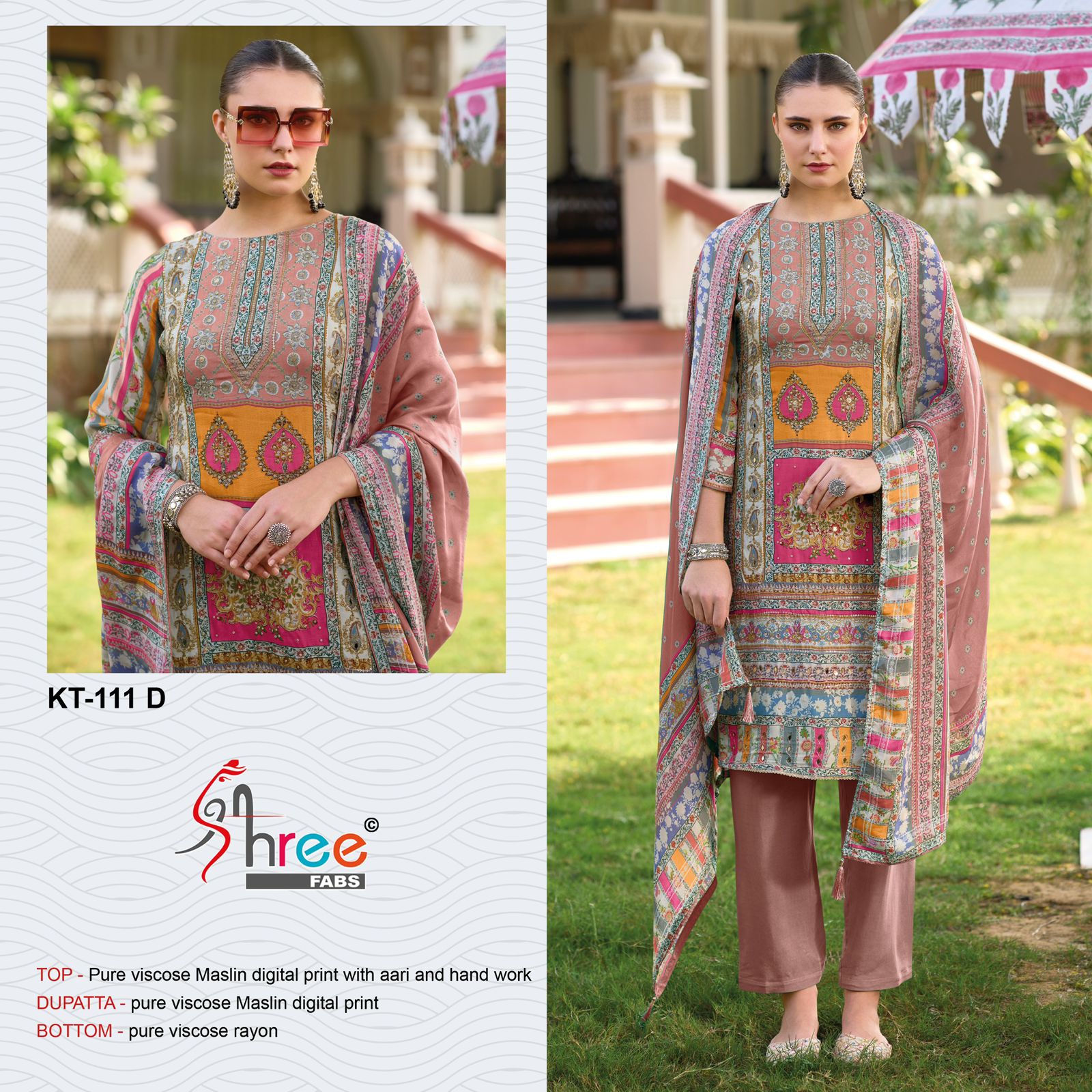 Kt 111 Shree Fabs Viscose Muslin Karachi Salwar Suits Exporter Ahmedabad
