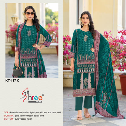 Kt 117 Shree Fabs Muslin Pakistani Salwar Suits Wholesaler