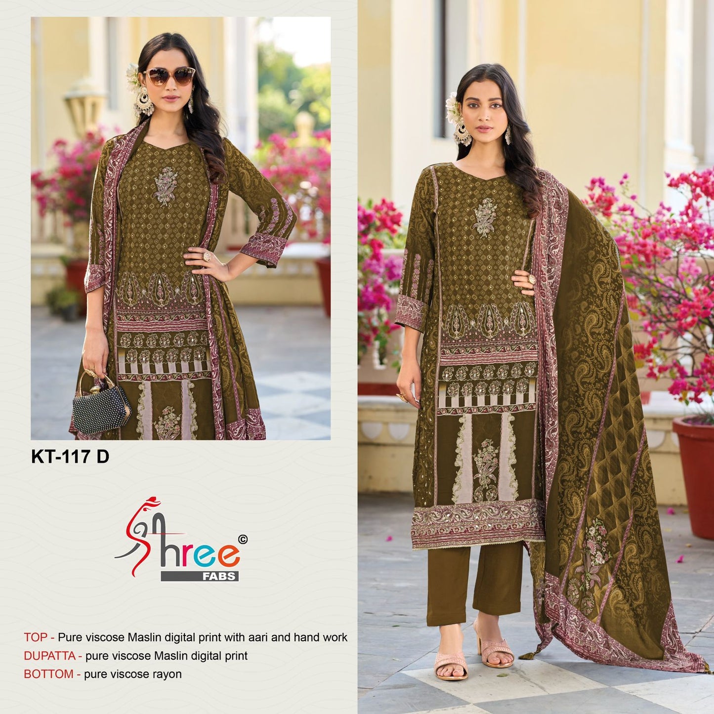 Kt 117 Shree Fabs Muslin Pakistani Salwar Suits Wholesaler