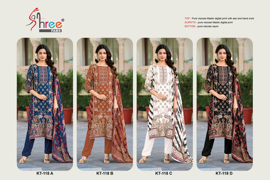 Kt 118 Shree Fabs Muslin Pakistani Salwar Suits Wholesale Rate