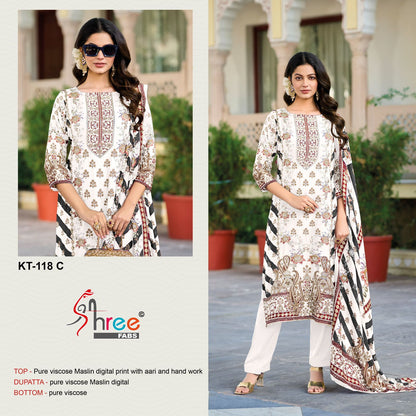 Kt 118 Shree Fabs Muslin Pakistani Salwar Suits Wholesale Rate