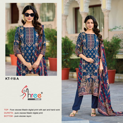 Kt 118 Shree Fabs Muslin Pakistani Salwar Suits Wholesale Rate