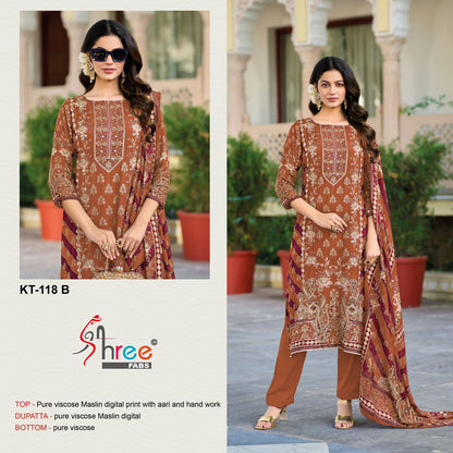 Kt 118 Shree Fabs Muslin Pakistani Salwar Suits Wholesale Rate