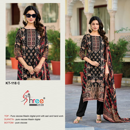 Kt 118 Shree Fabs Muslin Pakistani Salwar Suits Wholesale Rate