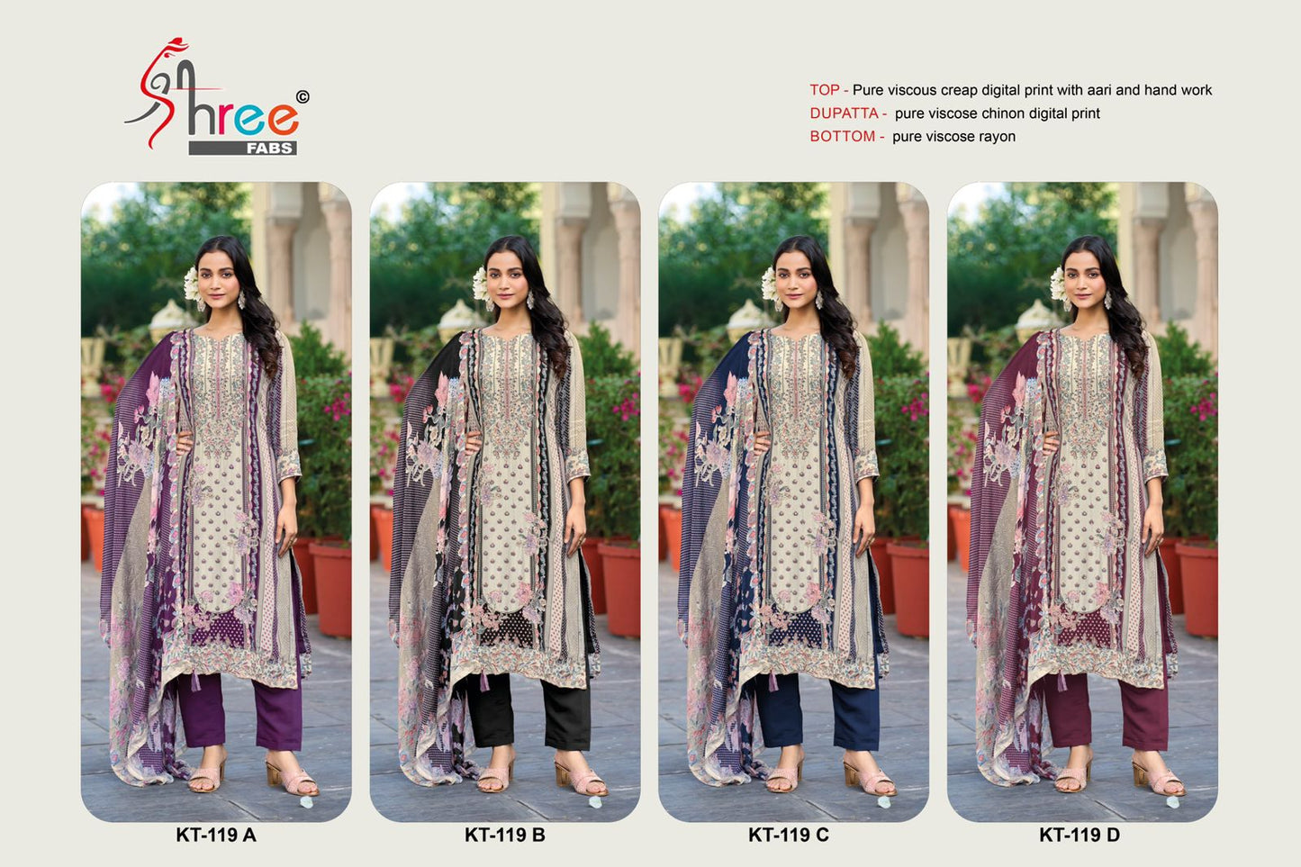 Kt 119 Shree Fabs Crepe Pakistani Salwar Suits Exporter India