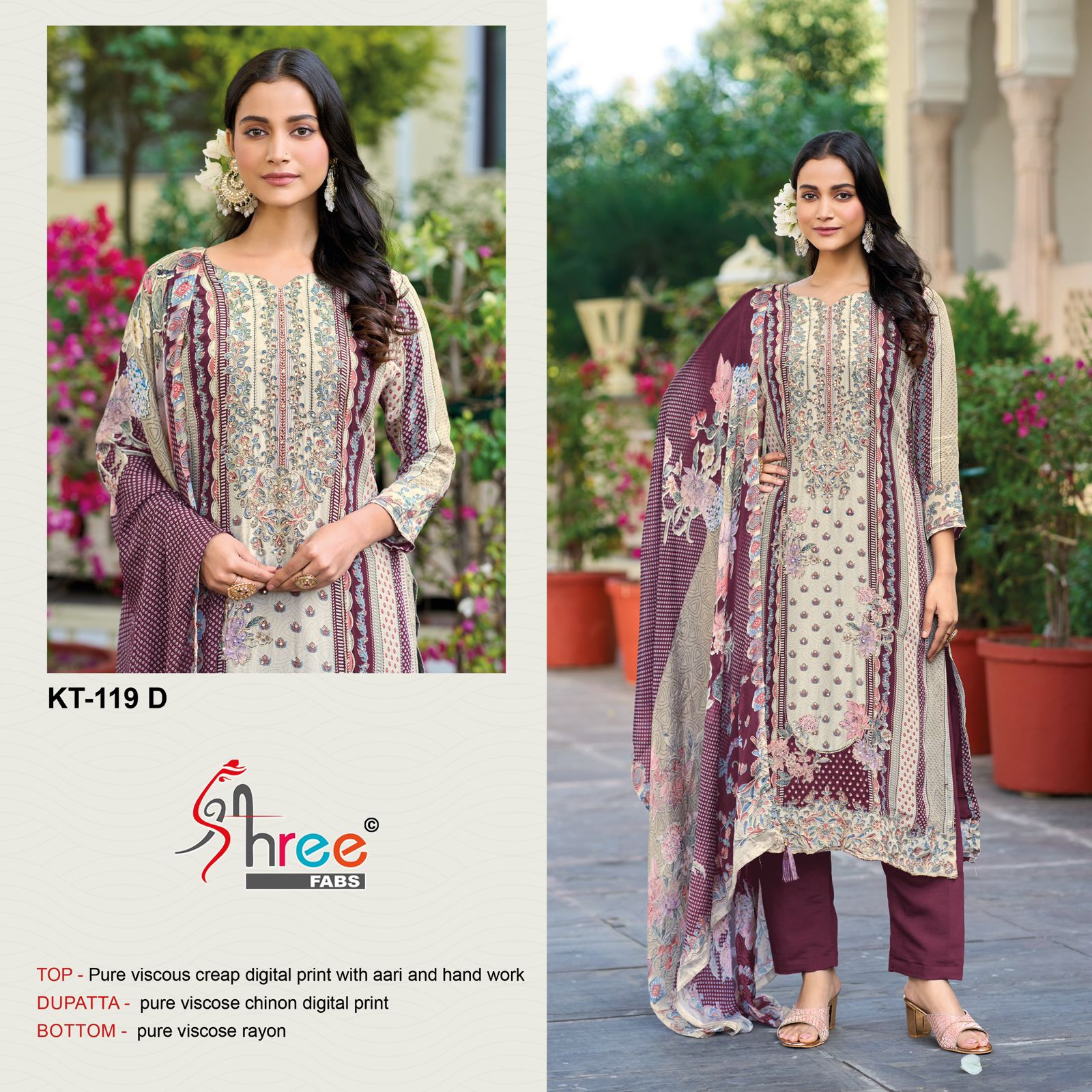 Kt 119 Shree Fabs Crepe Pakistani Salwar Suits Exporter India