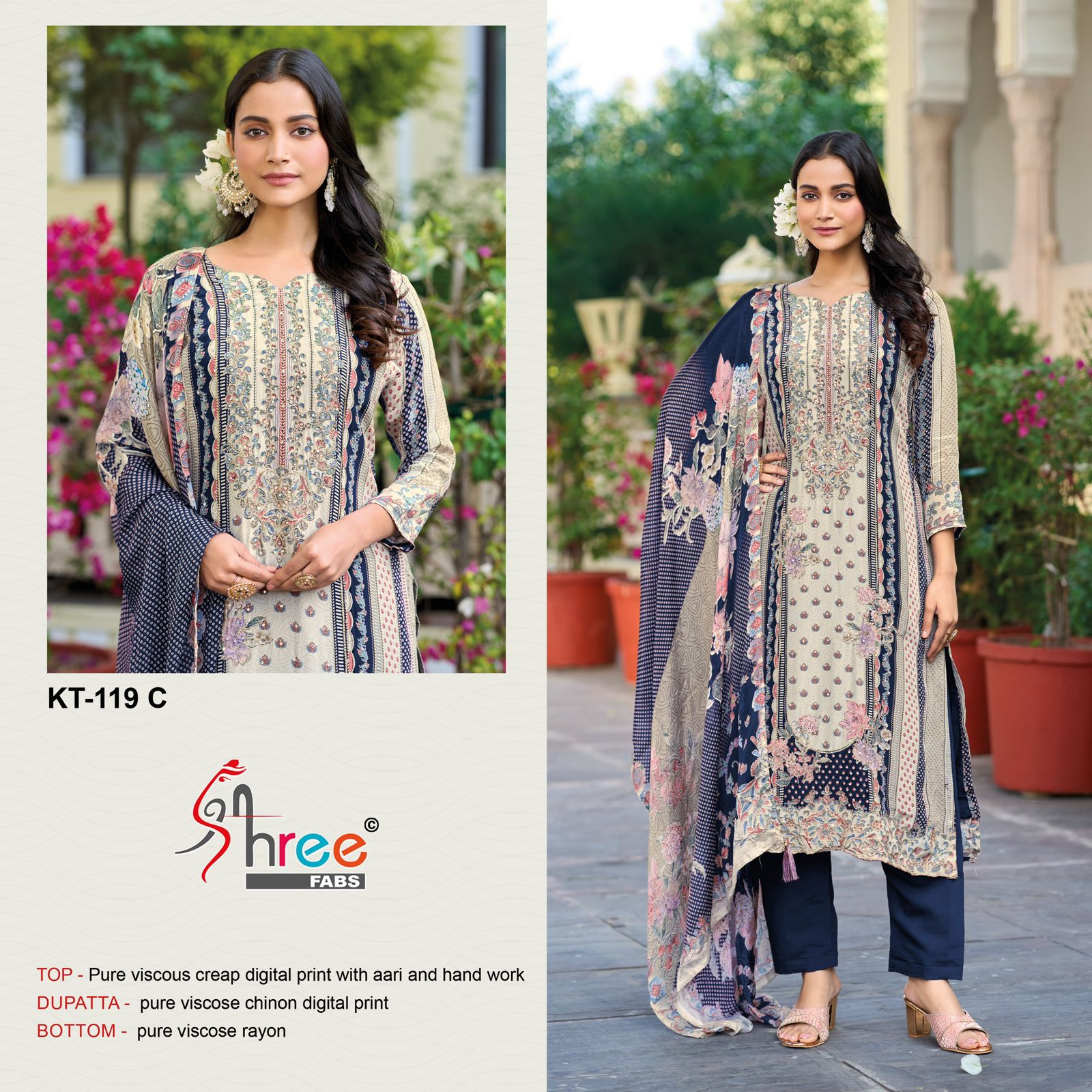 Kt 119 Shree Fabs Crepe Pakistani Salwar Suits Exporter India