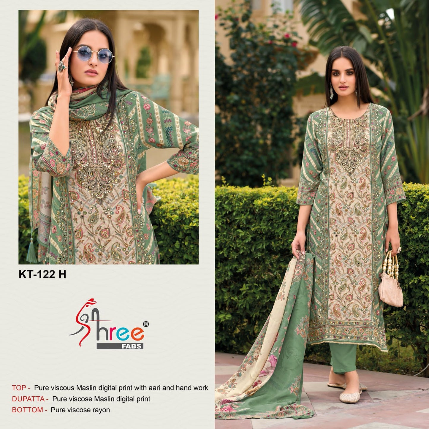 Kt 122 Efgh Shree Fabs Viscose Muslin Karachi Salwar Suits Supplier