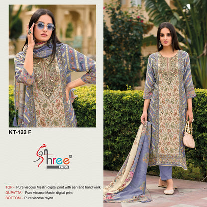 Kt 122 Efgh Shree Fabs Viscose Muslin Karachi Salwar Suits Supplier